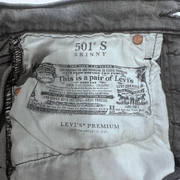 Levis 501S Premium Skinny Gray Washed Jeans - Picture 6 of 9